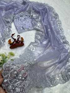 Séquence de mariée ethnique indienne et travail de broderie avec tissu net doux Premium exclusif Saree adultes mariages superbe à la mode - Product Image 2