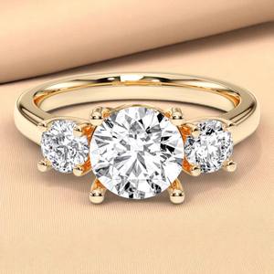 ชุดแหวนเพชรโมอิสสีเงินสำหรับผู้หญิง3.00กะรัต/VVS-VS เพชรโมอิส3เม็ดสำหรับหมั้น - Product Image 4