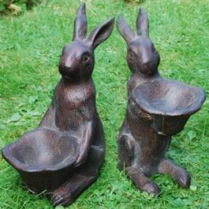 Suministros de decoración de Pascua Escultura de conejo antiguo Jardín decorativo Adornos en miniatura Conejo de bronce con cubo Gran oferta - Product Image 5