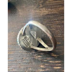 Anillo de Plata de Ley con Turquesa de la Montaña Sonora de Reda Galvan, Corte Ovalado, Diamantes Engastados en Bisel, Oro Rosa, Romántico, Talla 8.75, Regalo Perfecto - Product Image 5