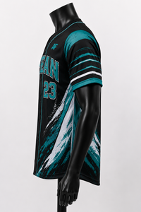 Maillot de baseball respirant personnalisé pour homme, impression par transfert thermique, manches courtes, 100 % polyester, nom et numéros d'équipe, vente en gros OEM - Product Image 3