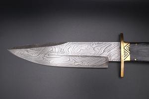 Cuchillo de caza de campamento de hoja fija de acero de Damasco forjado a mano personalizado con Funda de cuero OEM compatible con nuevo diseño cuchillo de vaquero - Product Image 2