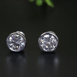925 <b>Sterling</b> <b>Silver</b> Women's Simple Round Solitaire Diamond Earrings Single <b>Stud</b> Moissanite Pendant Pair Small Size - Product Image 1