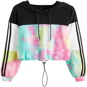 Groothandel Op Maat Gemaakt Effen Ontwerp Workout Crop Top Hoodies Met Lange Mouwen Dames Crop Top Hoodies Beste Crop Hoodies