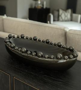 Cuenco decorativo de mármol negro con diseño de cuentas, elegante bandeja de centro de mesa hecha a mano para el hogar, mesa, sala de estar o decoración de eventos - Product Image 6