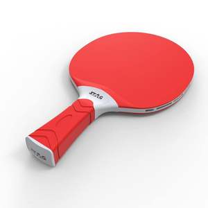 Ensemble de raquettes de tennis de table St Iconic avec 3 balles, design en plastique rouge et bleu, poignée confortable, réglage à 9 angles pour l'entraînement familial - Product Image 3