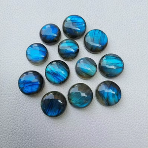 <b>Blue</b> Labradorite Round Shape Cabochons <b>Blue</b> Flashy MM Round Shape Loose Labradorite Gemstone Cabochons At Wholesale Price - Product Image 2