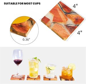 Royal Look Wood <b>Epoxy</b> Coaster Set Woven Design Square Pattern Hotel Restaurant <b>Table</b> Decorative Beaded Coaster Gifted Use Item - Product Image 3