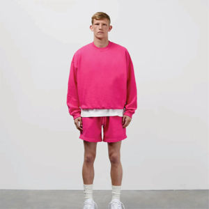 Cálido y acogedor Loose Fit 77% algodón 23% poliéster reciclado Fleece Jet Black Crewneck Sport Sudadera - Product Image 2