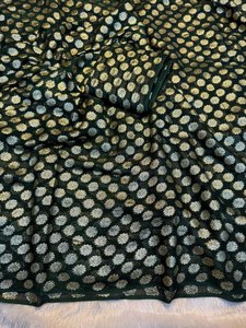 Pur Viscose Georgette tissu riche Pallu travail 5.5 MTR longue longueur fantaisie Saree pour quotidien et bureau fête tenue spéciale pour les femmes - Product Image 6