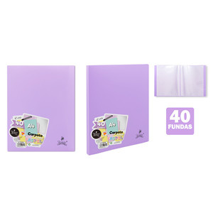 Cartella di presentazione in vera pelle con Logo personalizzato con 40 A4 tasche in pastello lilla per ufficio cancelleria Organizer per documenti - Product Image 1