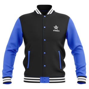 Chaqueta Varsity Personalizada para Hombre con Cuello Alto y Capucha, Diseño con Letras Bordadas, Estilo Casual Preppy, Poliéster y Algodón para Venta al Por Mayor - Product Image 1