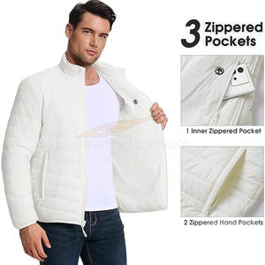 Factory Direct <b>Men's</b> Quilted Puffy <b>Jacket</b> Insulated Packable Coat Fall Winter Spring Cuffs Hem Multiple Pockets - Product Image 3