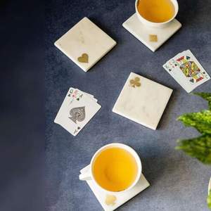 Vente en gros de sous-verres carrés en pierre beige, tapis de table de meilleure qualité pour la décoration de la maison et de la cuisine du thé - Product Image 1