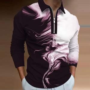 Camisa Polo Moderna con Estampado 3D Personalizada de Fábrica para Hombre, Polo de Golf Informal de Invierno y Otoño, Polo de Manga Larga de Poliéster con Cremallera - Product Image 3