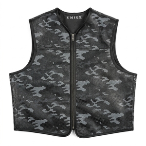 <b>Camo</b> Leather Eco-Friendly Vintage Motorcycle Vest <b>Men</b> Reversible Breathable Cotton Biker <b>Jacket</b> Custom Logo Winter Outerwear - Product Image 1