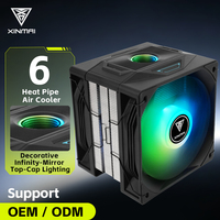 Refroidisseur d'air pour processeur XINMAI 255W TDP, 6 caloducs, double ventilateur ARGB PWM, miroir infini pour PC de jeu Intel LGA1851 AMD AM5