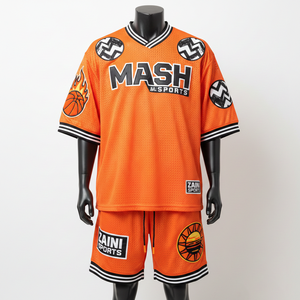 Conjunto Deportivo de Malla de Poliéster Premium para Hombre, Transpirable, Color Naranja, con Logotipo Bordado por Transferencia de Calor - Product Image 6