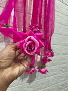 Rose <b>Garland</b> Wedding Decor Elegant Floral Wall Hanging with Tulle Ribbons & Net Fabric String for Backdrop Ceiling Event Decor - Product Image 4