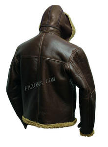 Veste en cuir d'agneau pour homme, style aviateur, avec capuche en fourrure amovible, rembourrage chaud, vintage, pour l'hiver - Product Image 6