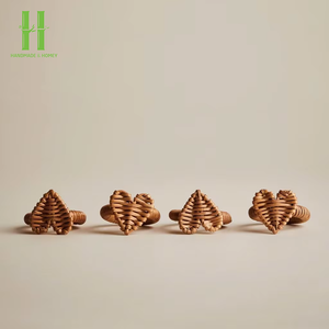 Nouveau design Anneaux de serviette personnalisables et écologiques de style bohème tissé en bambou pour mariage, Noël, maison et hôtel - Product Image 6