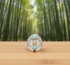 Anillo bohemio de la eternidad de Plata de Ley 925, conjunto de bisel de gemas de ópalo etíope múltiple, diseño clásico para regalos de aniversario de cumpleaños - Product Image 5