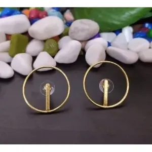 SOUMYA CREATIONS - Pendientes de Aro Geométricos de Latón Hechos a Mano con Baño de Oro de 18K para Mujer, Ideales para Fiestas y Bodas - Product Image 1