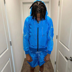 OEM <b>Wind</b> <b>Breaker</b> Sets Windproof Men Polyester Nylon Windbreaker Short Tracksuit Zipper Jackets And Shorts Two Piece Set - Product Image 2