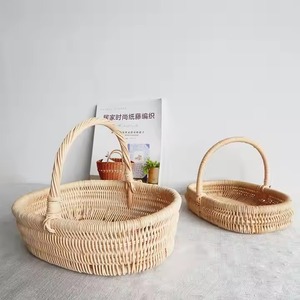 Cesta de pícnic de madera superventas con asas, organizador de ratán de mimbre para decoración del hogar y almacenamiento de frutas - Product Image 2