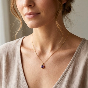 จี้เงินแท้ 925 ชุบทอง ประดับด้วยอเมทิสต์ทรงกลมเหลี่ยมเพชรพลอย สำหรับทำเครื่องประดับสร้อยคอ - Product Image 4