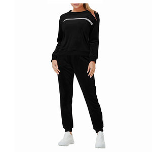 Ensemble de survêtement décontracté d'hiver en velours brodé, couleur personnalisée, pour jogging, course à pied, entraînement, haut et bas, 2026 - Product Image 2