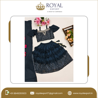 Lahenga-blouse à paillettes brodées avec belle coupe-travail cousue pour enfants avec dupata pour vêtements de fête