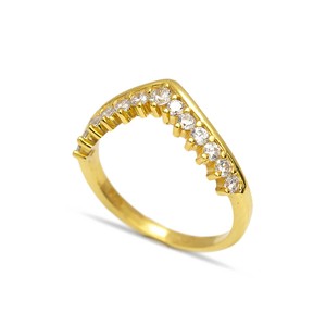 Elegant Clear Zircon Stone Cluster <b>V</b> Ring Turkish Wholesale Handmade 925 Sterling Silver Jewelry - Product Image 1