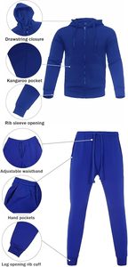 420GSM Cotton Fleece Tracksuit for <b>Men</b> Hooded Winter Outfit with Embroidered Logo <b>Black</b> Red Stripe Panel Solid Pattern Design - Product Image 2