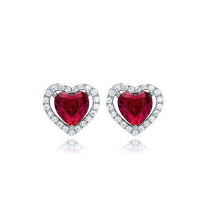 ต่างหูแบบกระดุม925สเตอริงทำด้วยมือหินโกเมนออกแบบรูปหัวใจ CZ แบบตุรกี - Product Image 5