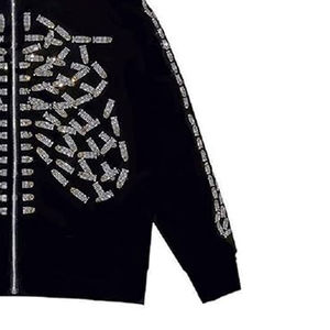 Sudadera con Capucha de Alta Calidad para Hombre, Personalizada, Gruesa, con Pedrería, Diseño 3D, Fabricante, Completamente Adornada con Pedrería - Product Image 5