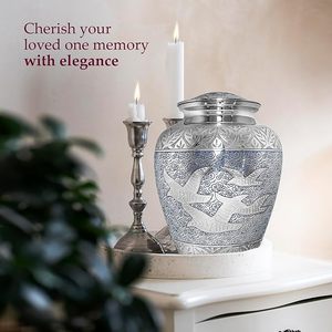 Handmade Mosaic Aluminium and Glass Cremation <b>Urn</b> <b>Large</b> Adult Size Burial Hand Applied Individual Tiles Unique for Funerals - Product Image 4