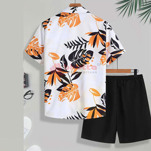 Conjunto de Verano con Estampado Floral, Conjunto de 2 Piezas con Estampado de Hojas Tropicales Hawaianas, Ropa de Playa, Traje de Vacaciones - Product Image 3