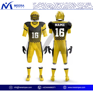 Uniforme de fútbol americano de alta calidad 2025 para hombres, diseño personalizado, tela elástica, conjunto de fútbol de Color azul liso para adultos - Product Image 3