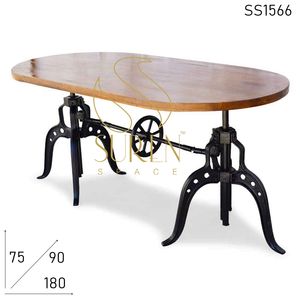 Pied en fer de designer indien et dessus en bois massif Table unique au dernier design de restaurant fabriqué à la main - Product Image 2