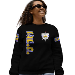 Sweat-shirt décontracté à col rond Sigma Gamma Rho 1922 Bleu Or Sororité Vêtements grecs Polaire de qualité supérieure Pull pour femmes Style d'hiver - Product Image 5