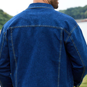 Chaqueta Vaquera Azul Desgastada Clásica de Alta Calidad con Logotipo Personalizado al por Mayor, Chaquetas Vaqueras Personalizadas para Hombre - Product Image 2