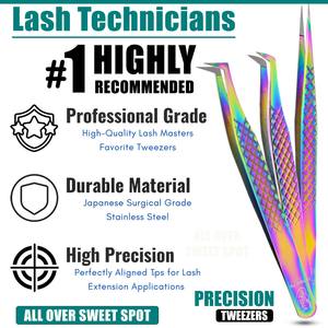 Professional Volume Fiber Tip Eyelash Extension Tweezer Curved Tip Fin X Tip Diamond Pointed Nonslip Precision <b>Tool</b> - Product Image 6