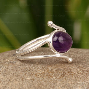 Diseño de moda 8x10mm Forma ovalada Anillo de amatista natural Plata de Ley 925 Hecho a mano Piedra preciosa Bohemia Joyería de promesa fina para mujer - Product Image 2