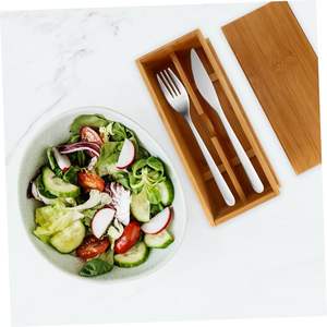 Boîte à couverts en bambou, organisateur de tiroir avec couvercle, plateaux de service en bois, 1 pièce - Product Image 6