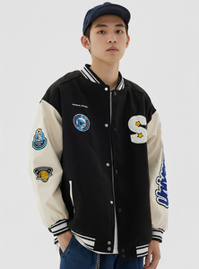 Mockup gratis sin MOQ personalizar chaqueta universitaria bordada y parches de chenilla Letterman baloncesto lana y chaqueta de cuero pesado - Product Image 5