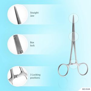 Pince hémostatique Kelly de précision pince à épiler de verrouillage argent 6.25 pouces droite en acier inoxydable - Product Image 5