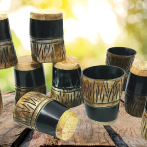 Drinking Horn Shot <b>Cup</b> Glass Viking 3" Inch Eco-Friendly Hand Engraved Carved High Quality - Product Image 1
