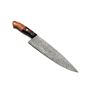 Vente en gros de commandes en vrac personnalisées OEM ODM couteau de chef en acier Damas avec manche en bois fait à la main couteau de cuisine vente à chaud - Product Image 1