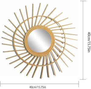 Top vente Design rotin bambou mur Salon miroir Durable tissé à la main luxe décors pour la maison petit miroir rond - Product Image 2